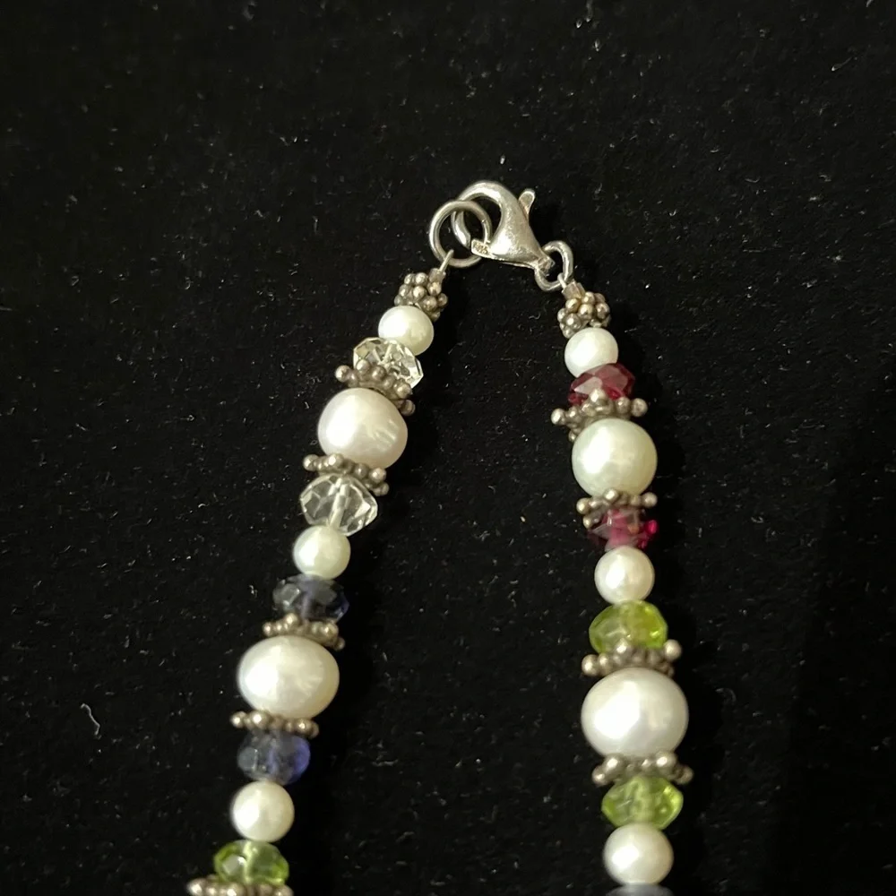 Genuine Freshwater Pearl, Garnet, Peridot, Citrine, Amethyst and SS Necklace